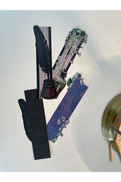 tinystoriestr Bookmarks - Ink & Flower Themed Special Cut Set of 4 (with Doub...