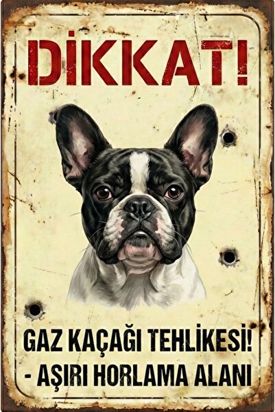 Iron Paws Dikkat Köpek Var - Fransız Bulldog Uyarı Levhası - Paslanmaz Metal ...