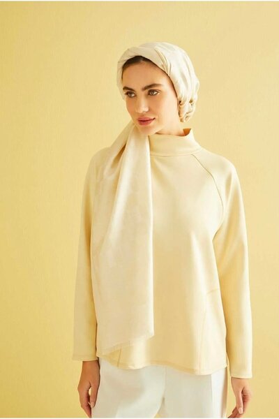 Imannoor İpek Cashmere Şal - Petek Monogram Desenli - Krem