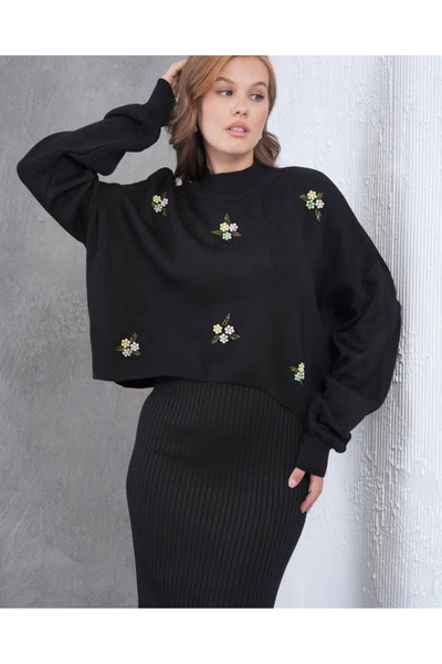 NEWCO Floral Stone Embroidered Maxi Dress and Bolero Two Piece Knitwear Set