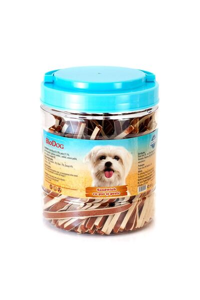 Biodog RECOMPENSE PENTRU CAINI SANDWICH CU PUI SI PESTE 500G/CC-01S