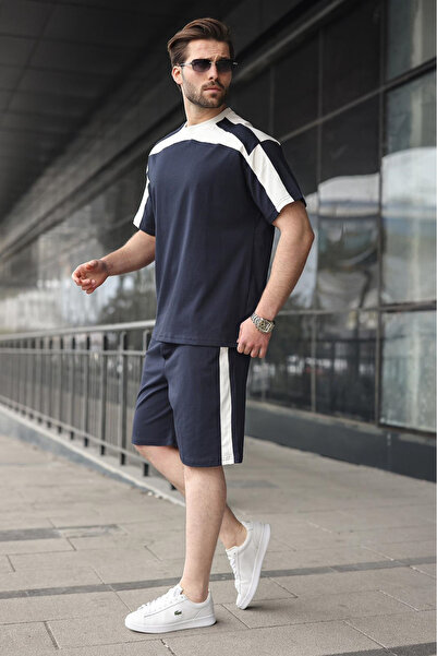 Madmext Navy Blue Men's Shorts T-Shirt Set E7346