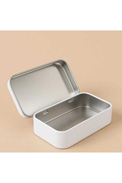 vanilkie Beyaz Renk Metal Mini Kutu Saklama Kutusu Yuvarlak Ayna Hediyeli