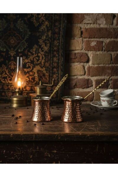 ESKİ YENİ ANTİK Hand-Embroidered Copper Coffee Pot