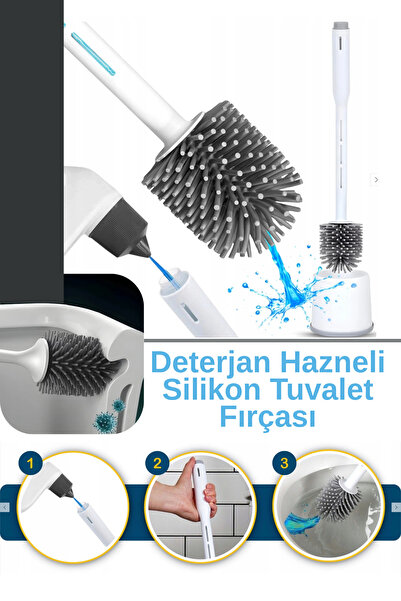 Shopura Sİlikon Tuvalet Temizleme Fırçası | Deterjan Hazneli Klozet Fırçası |...