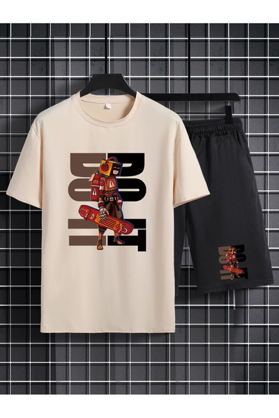 Rayan & Hoor Style Do it Printed bottom top shorts t-shirt set- Oversized Rel...