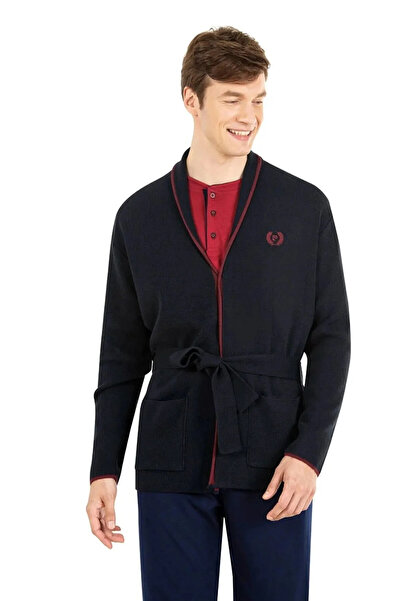 Pierre Cardin Men's Dowry Boxed Navy Blue Pajama Set with Collar and Lapel - ...