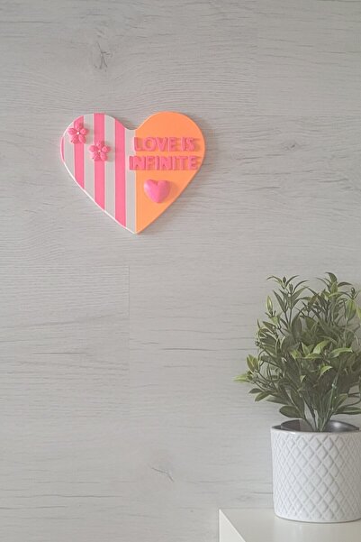 Emrys EL YAPIMI YAZILI KALP DUVAR SÜSÜ-DEKORU, LOVE IS INFINITE /AŞK SONSUZDUR