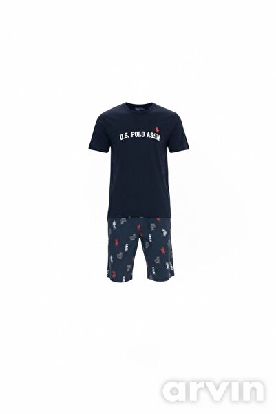 Bonnie Clyde Men's Short-Sleeved Summer Patterned Comfortable Navy Blue Pajam...