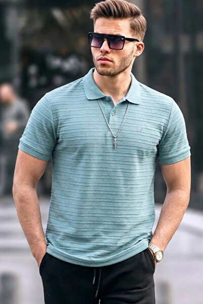 COMBİNE MİCHAİL Men's Basic Mint Comfort Polo Neck T-Shirt