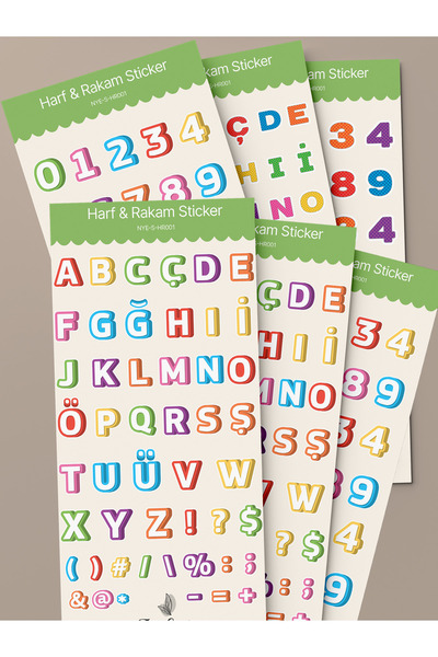 tinystoriestr Set de autocolante cu litere și numere, 6 coli – Alfabet/Agendă...