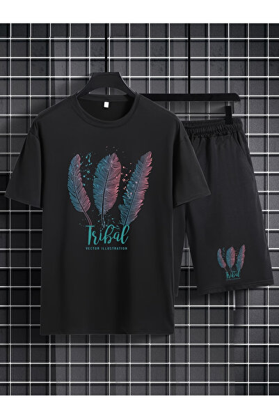 Rayan & Hoor Style Special Printed Top and Bottom Shorts T-Shirt Set- Oversiz...