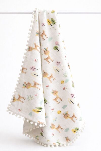 Baby %100 Pamuk Çok Amaçlı Çift Katlı Müslin Bebek Battaniyesi 80x90cm