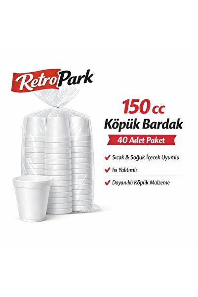 RetroPark KÖPÜK BARDAK 150CC TEK KULLANIMLIK 40 LI PAKET