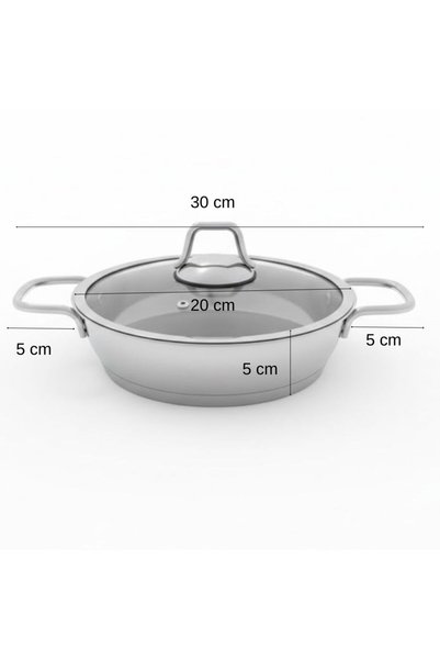 DAMMERUN 20 cm 304 Stainless Steel Egg Pan with Glass Lid – 5 cm Leather Inch, Breakfast Pan with Handle