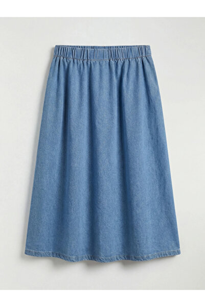 LC Waikiki Lcw Kids Blue Girls' Jeans Skirt with Elastic Waist