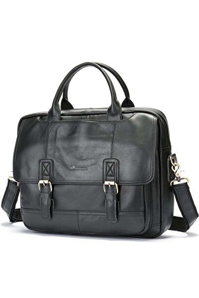 JERMYN'S Norwich black genuine leather laptop bag