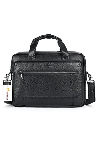 JERMYN'S Laptop bag 17", Nelson, black genuine leather