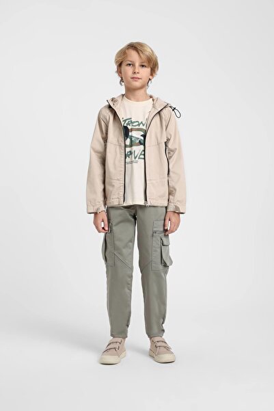 Jack Lions Boy's 4-14 Years Old Embossed Pattern T-Shirt Ecru-Green