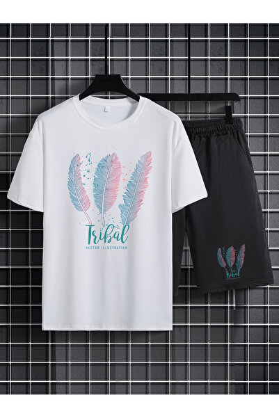 Rayan & Hoor Style Special Printed Top and Bottom Shorts T-Shirt Set- Oversiz...