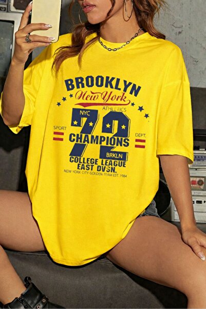 Elvino Oversized Unisex Brooklyn 72 Printed Summer Tshirt