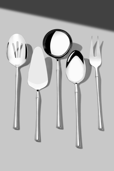 Nehir Marbella Plain 5 Piece Stainless Steel Serving Set