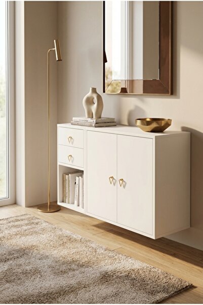 FOR WOMAN DESİGN Ahşap Çok Amaçlı Dolap 4 Bölmeli Modern Beyaz Antre ve Çocuk...