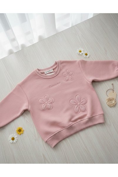 Oo La La O La La Girl's Transitional Floral Powder Pink Sweatshirt 3-12 Years