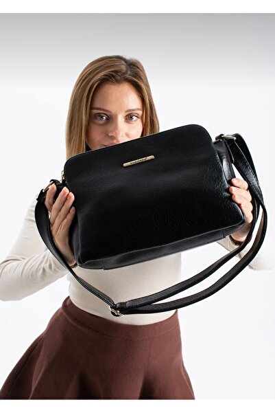 Sanmorris Women's 3-Compartment Quality Faux Leather Shoulder Bag