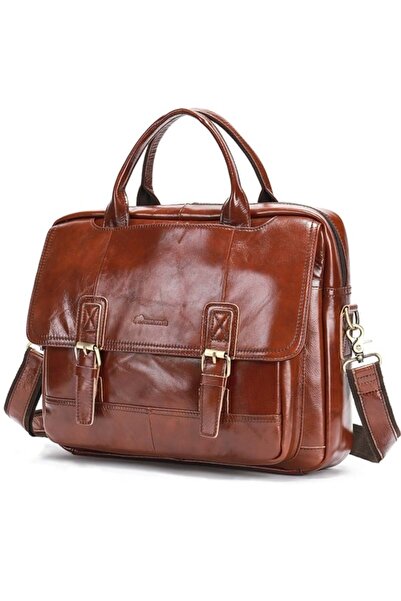 JERMYN'S Norwich brown genuine leather laptop bag