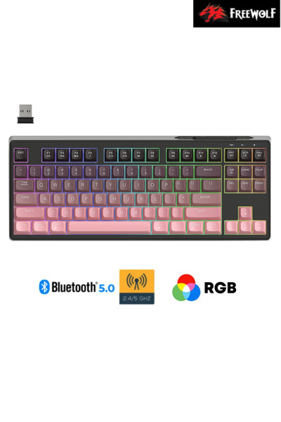 Sarftech Freewolf M87 PBT Tuş Mebran Triple Bağlantı Modu Reinbow Aydınlatmal...