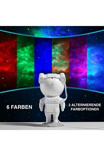 SWIFTVEIN LED Proiector LED Cer Stele Astronaut cu Telecomandă – Alb