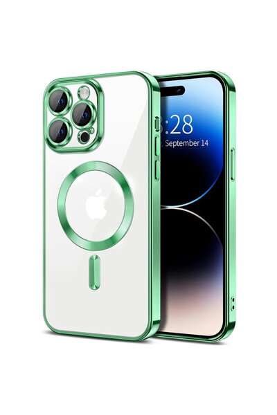 Techsuit Husa pentru iPhone 14 Pro Max - Luxury Crystal MagSafe - Light Green