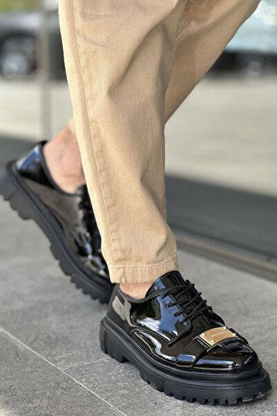 Mhoda Shoes Rlx-2402 Cools Men's Casual Lace-Up Patent Leather Classic Shoes ...