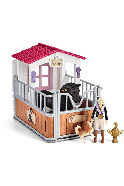 SCHLEICH Cușcă pentru cai Horse Club cu Tori și Prințesa, figurină de joacă