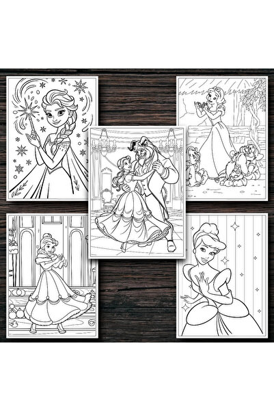 Disney Carte de colorat, 50 de ilustratii Printese din Desene , A4