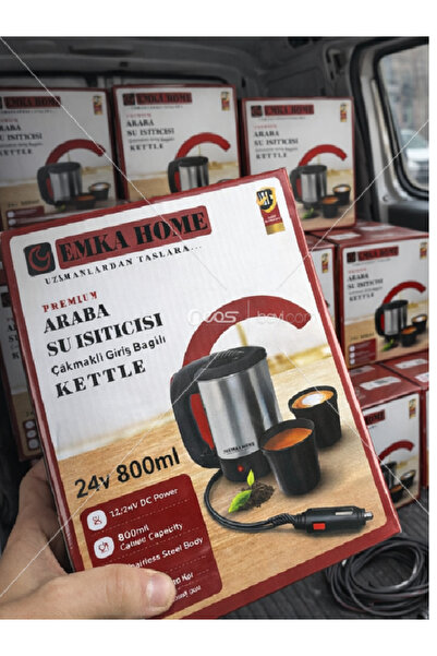 EmKa Home Araba su ısıtıcı -ÇAY KAHVE SU ISITICI KETTLE 24V 800 ML çakmaklık
