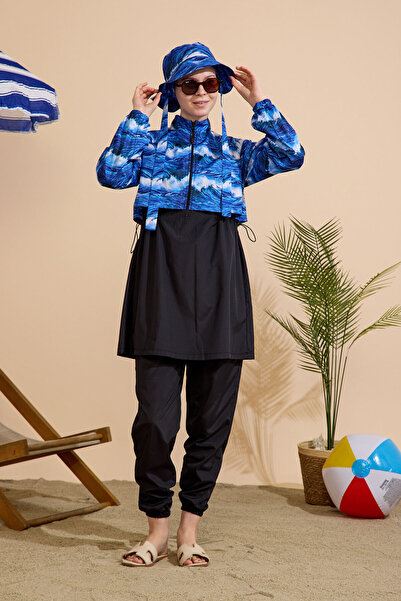 GAVLİA Women's Hijab Swimsuit Set of 5 with Half-Covering Zipper..