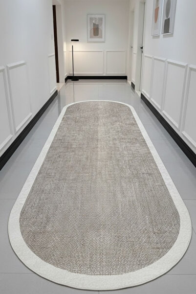 VOPTEKS Vizon Oval Yolluk Koridor Halısı Makinede Yıkanabilir Kaymaz Taban Yo...