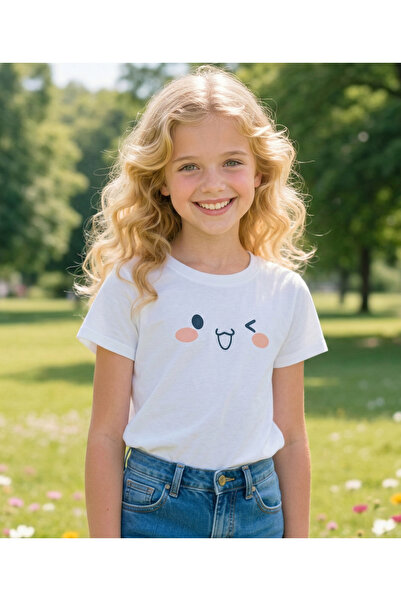 Velostra Çocuk Tatlı Oversized Comfortable Daily Use Combed Cotton T-Shirt