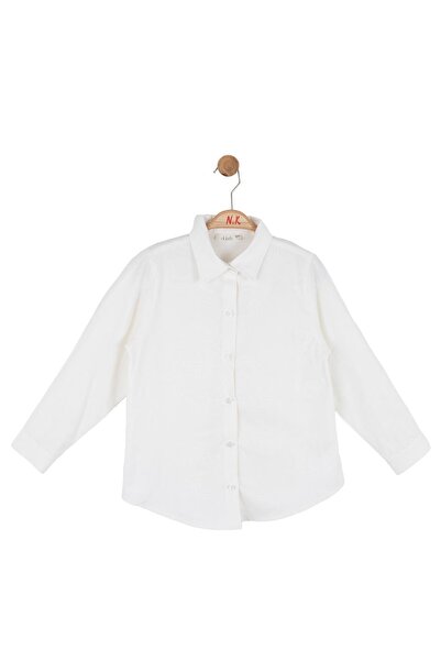 nk kids Girl Child 4-8 Years Old Woven Patterned Cotton Pack Shirts White