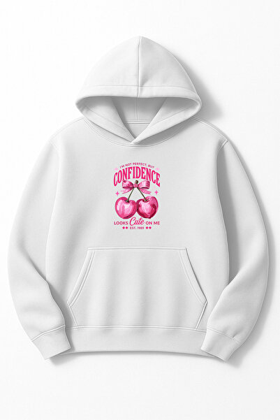 Altair Tr Oversized Unisex Confidence Cherry Printed Hooded Sweatshirt