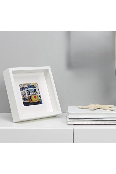 IKEA QUİCK Ahşap Fotoğraf Çerçevesi 25x25 Cm Fotoğraflık Beyaz Ayaklı Çerçeve