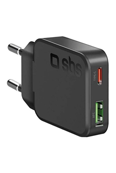 SBS Încărcător de perete ultra-subțire USB-C PD USB-A, 45W, negru