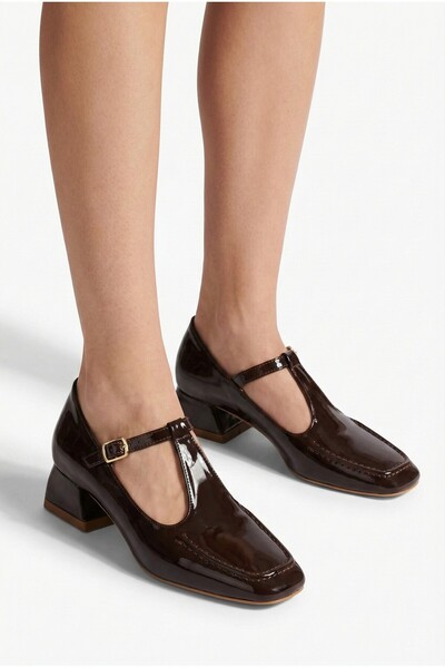 Redoxy Women's Brown Patent Leather Design with Buckled Stripes, Loafers Look...