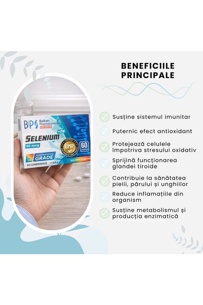 Balkan Pharmaceuticals Supliment alimentar Seleniu + Zinc, 60 comprimate, susține sănătatea tiroidei și a inimii