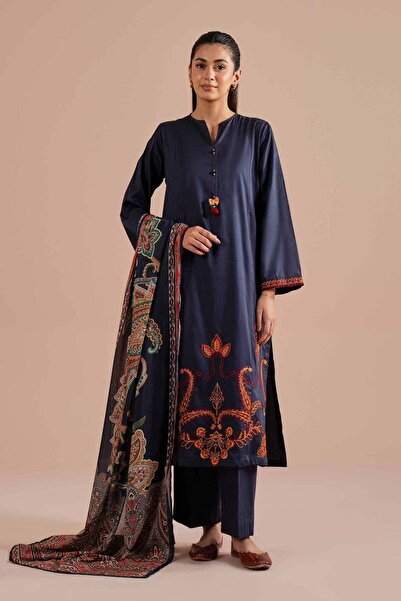 Nishat Linen 3 Piece - Embroidered Suit - PE 26-65