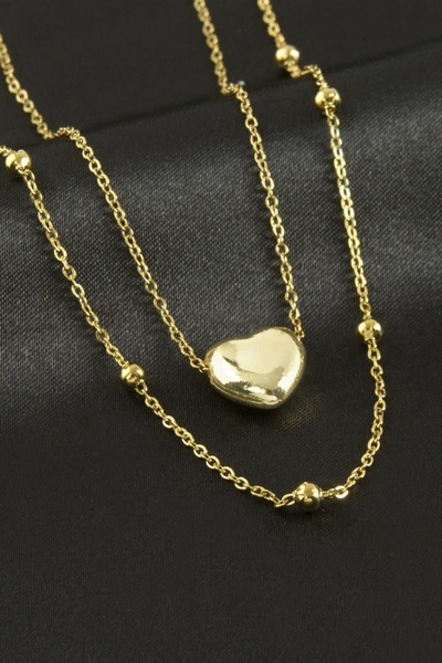 ZERO LAND قلادة NRZSNT على شكل قلب من الفولاذ (184457) - أصفر