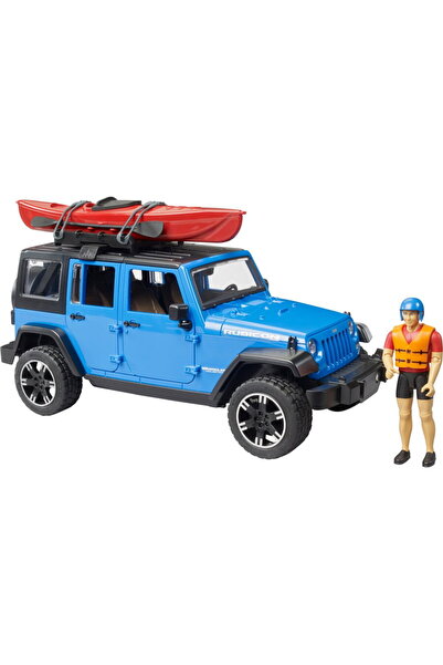 Bruder Jeep Wrangler Rubicon Unlimited with kayak and figure, model vehicle