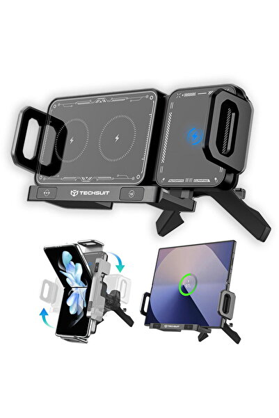 Techsuit Car Phone/Tablet Holder, Wireless Charging, 90° Rotation, 15W - Modo...